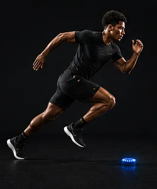 Athlete sprinting, exploding into action