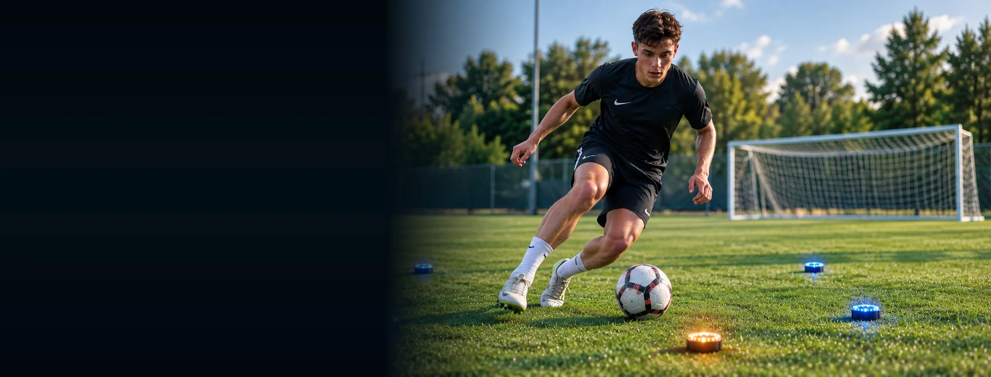 Football athlete training with ReflexPod reaction pods