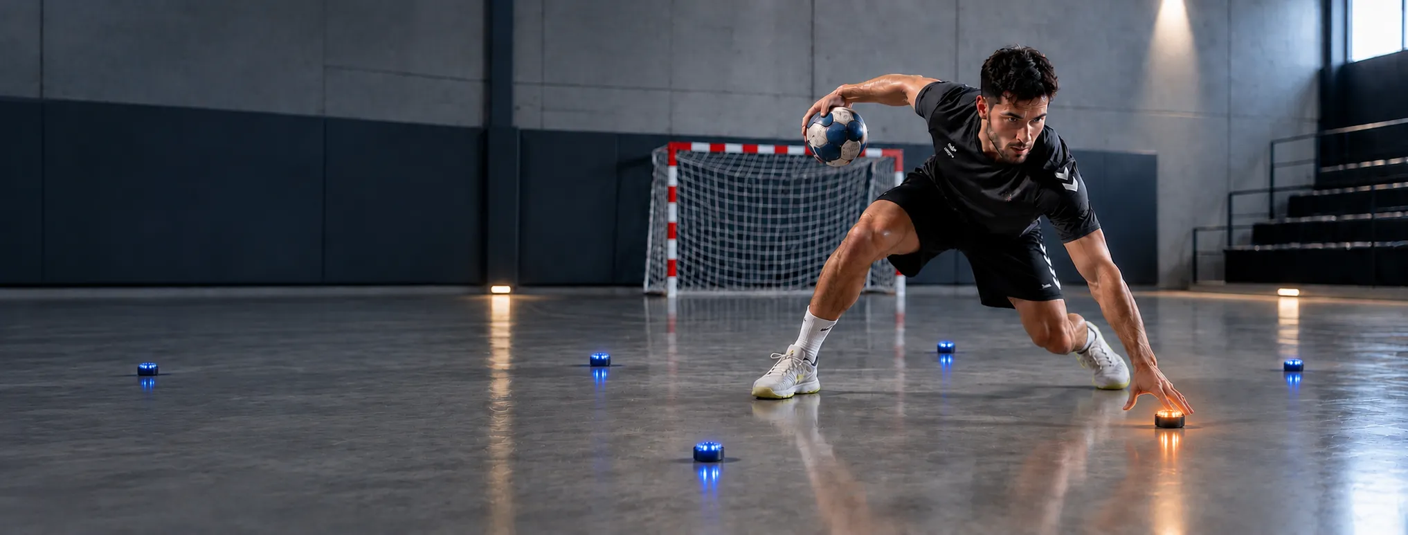 Handball athlete training with ReflexPod reaction pods
