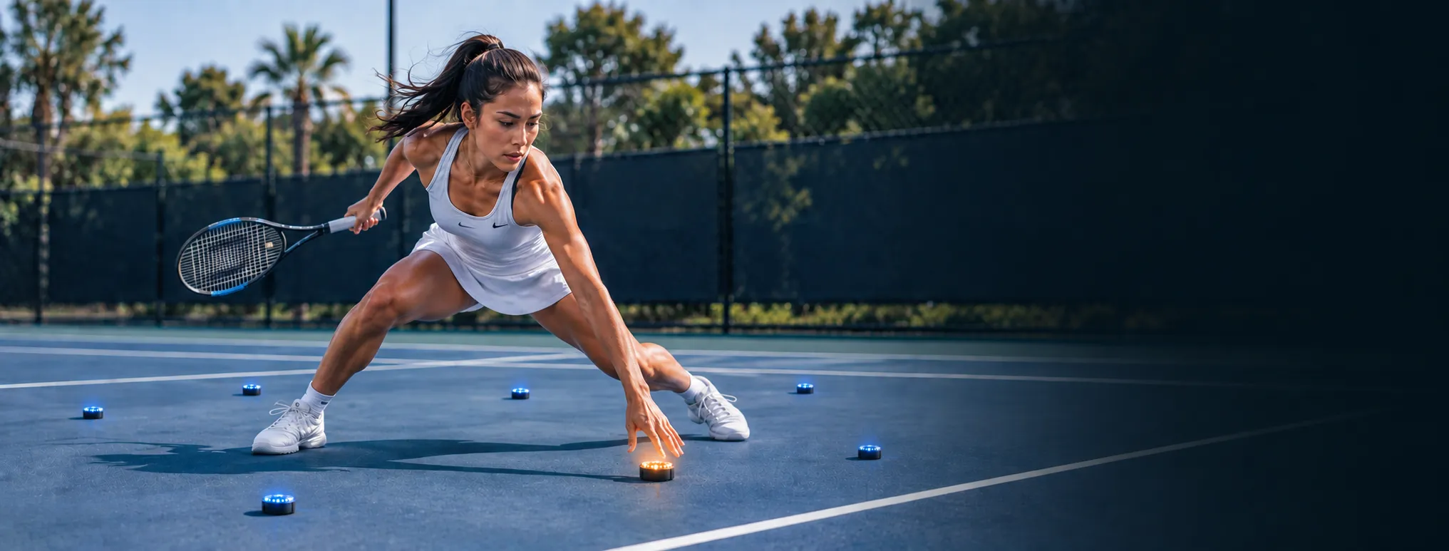Tennis athlete training with ReflexPod reaction pods